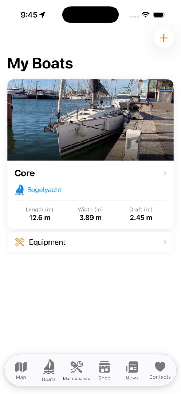 Boot und Ausrüstung in der Skipily App