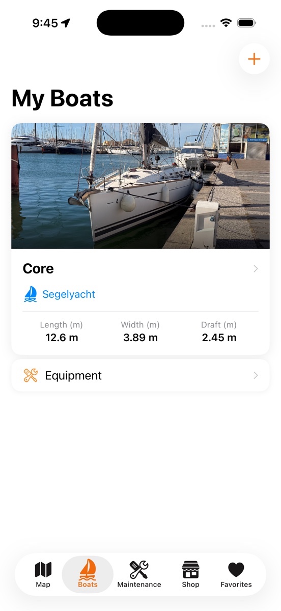 Boot und Ausrüstung in der Skipily App