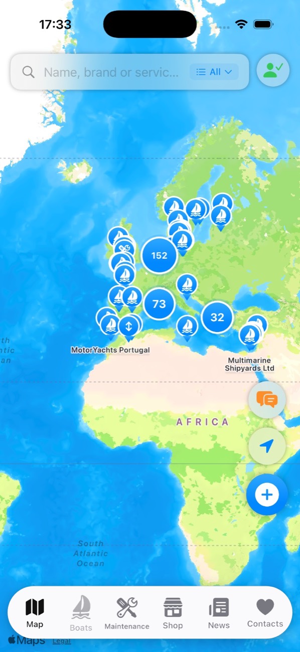 Service-Partner auf der Europa-Karte
