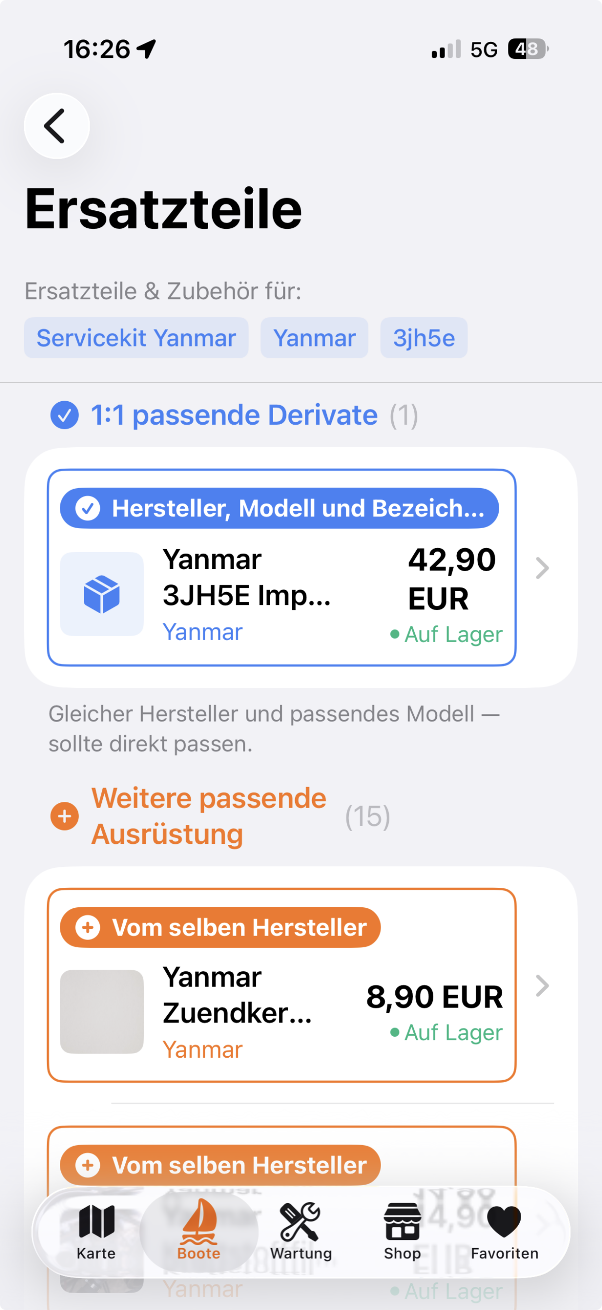 1:1 Ersatzteilsuche mit Original- und Derivat-Kategorisierung